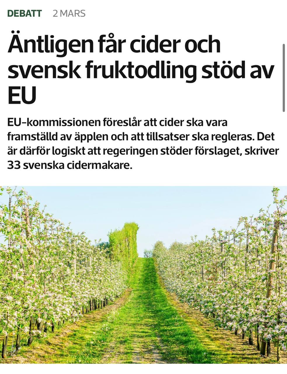 Gemensamt upprop för tydligare ciderregler i EU